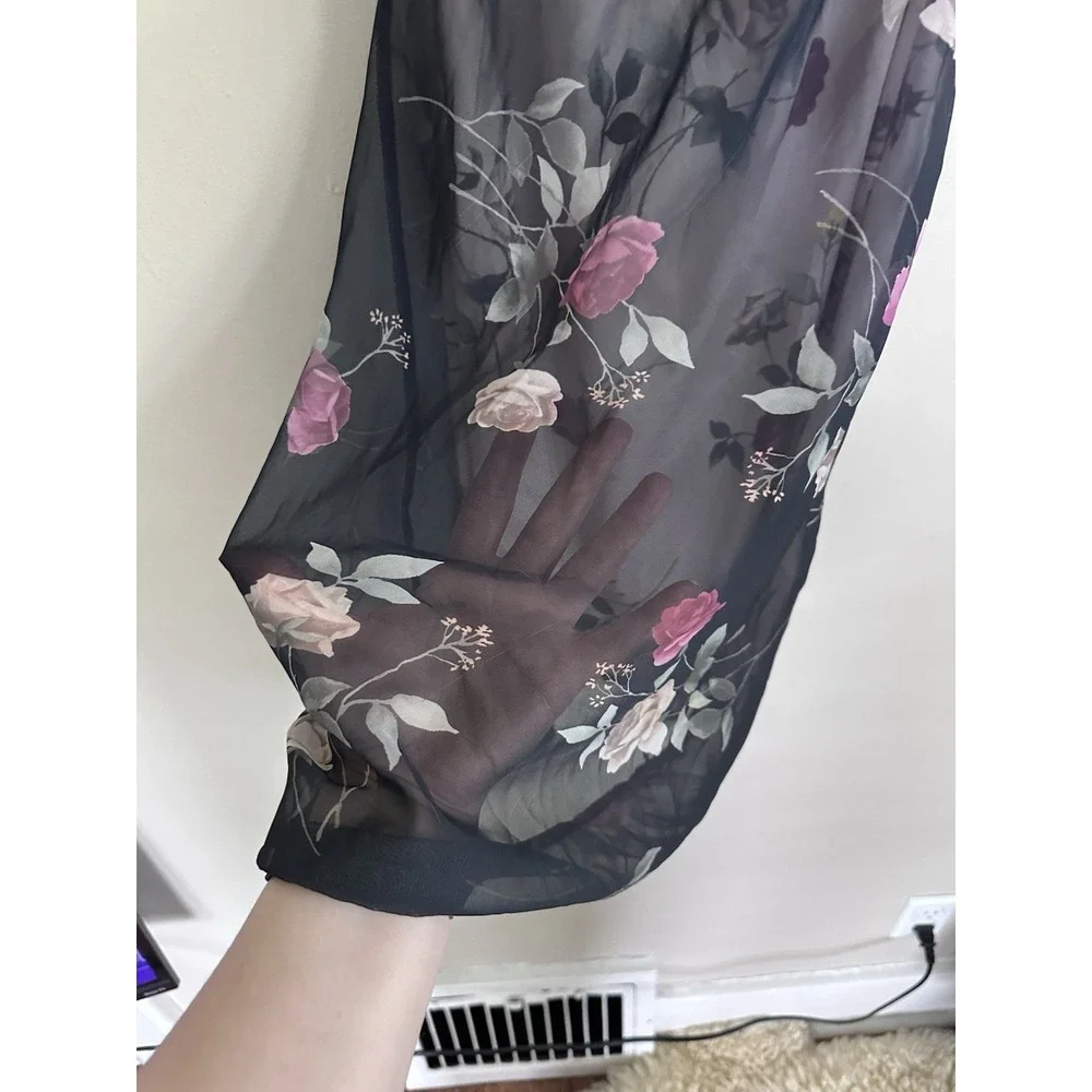 VTG Y2K Floral Slip Dress Coquette Fairy Grunge Sheer Mesh Strappy SMALL/MEDIUM